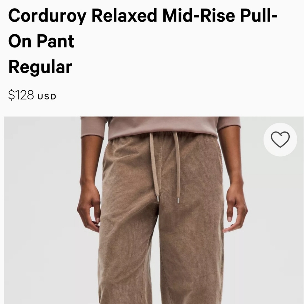Lululemon Corduroy pull on pant
